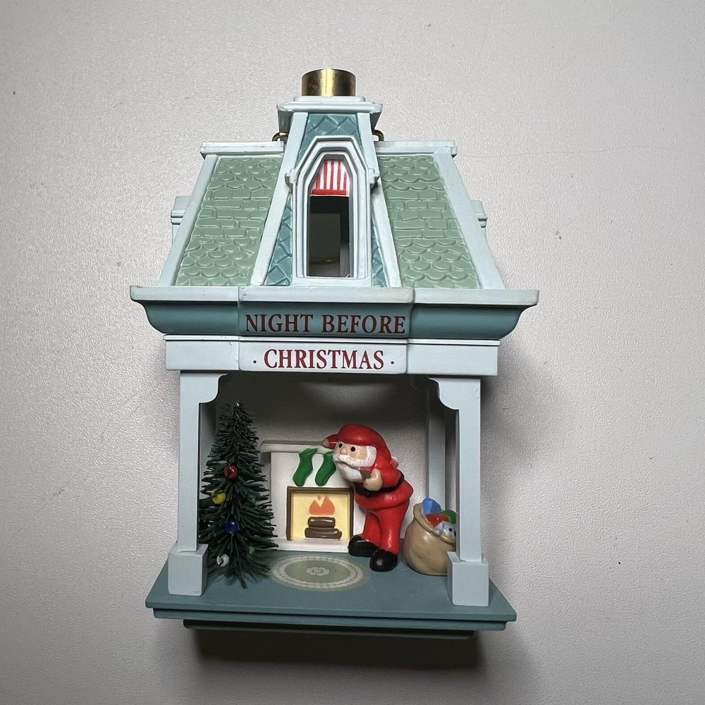 Hallmark Ornament 1988 The Night Before Christmas Santa Bringing Gifts Lights Up